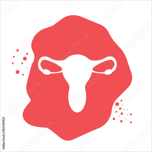 Female reproductive system. Uterus. Menstruation. Feminine hygiene. flat illustration of organ symbols.
