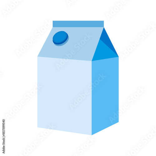 Milk carton vector illustration. Vector illustration of a flat milk carton. Ideal for food packaging, dairy product labels, and grocery-related designs.
