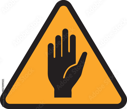 No Entry Hand Triangle Yellow Sign