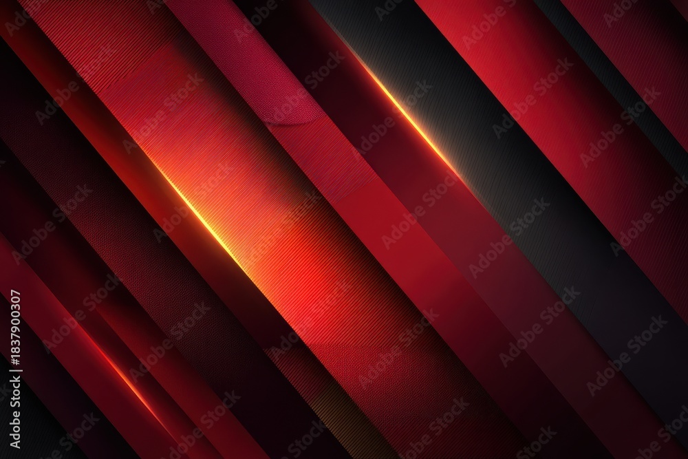 Fototapeta premium Abstract red diagonal stripes with glowing light accents for bold modern background design