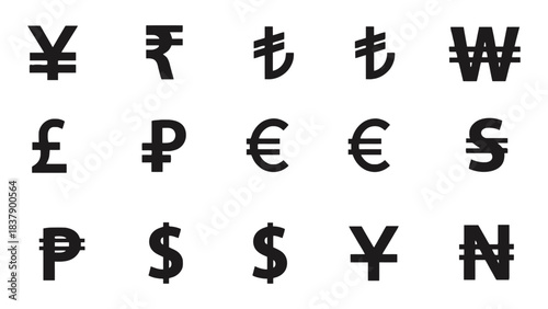 Currency symbols vector illustration of world money signs set