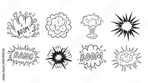 Comic explosion speech bubbles vector design element set art