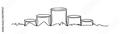 Abstract graphic representation of a stepped platform with wavy ground line signifying progress and achievement, ideal for podium and success related concepts.