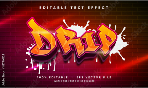 drip grafitti 3d vector text effect with modern style