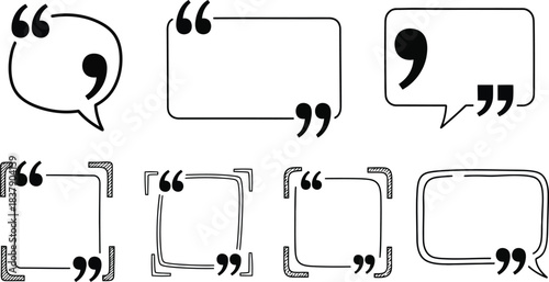 Hand drawn speech bubbles and thought bubbles in a doodle style illustration