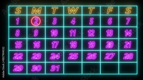 Very important date on the calendar. circle mark on date in work planning. Highlighting date number 2 on a calendar.