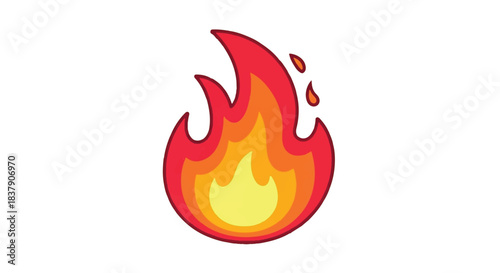 Vibrant cartoon fire flame icon with red and yellow hues.