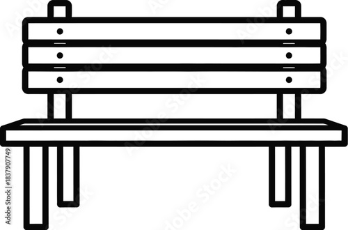 Outdoor park bench icon vector graphic representing public seating and resting areas isolated on white background