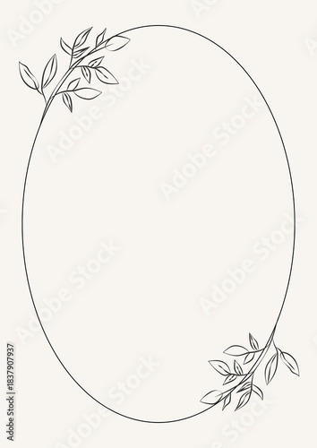 Wedding Program Cream Background Oval Minimalist