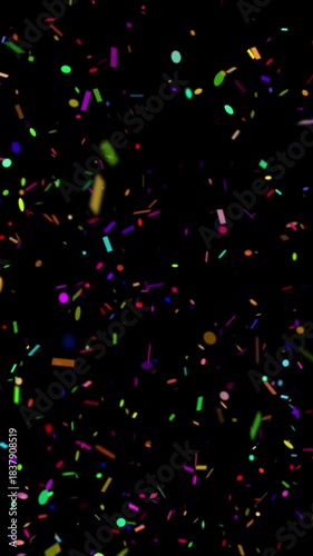 Confetti particles. Mobile-friendly. Perfect for Reels, Stories, and all social media platforms. Vertical video overlay with transparent alpha channel ProRes 4444.