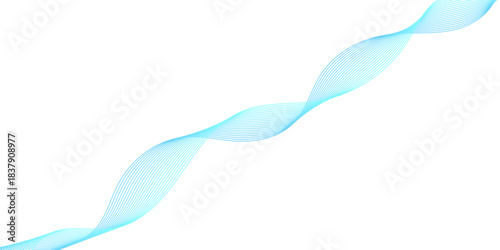 Abstract blue smoke waves on a smooth white background for design illustration
