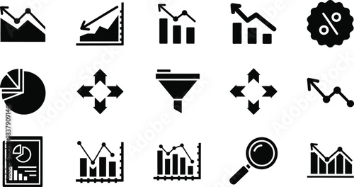 Data Analytics icon set multiple style collection