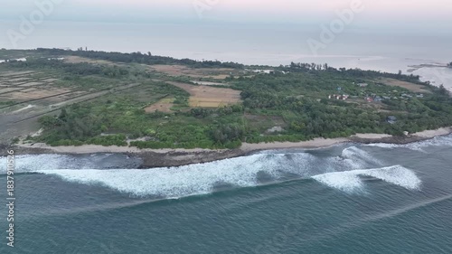 Aerial View of Saint Martin Island Coastline and Farmland Landscape Bangladesh - bay of bengal - teknaf, cox's bazar, chittagong, bangladesh - 4k video footage