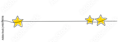 Continuous one-line stars design symbolizing rating service and customer feedback. Simple linear doodle vector illustration in minimal style.