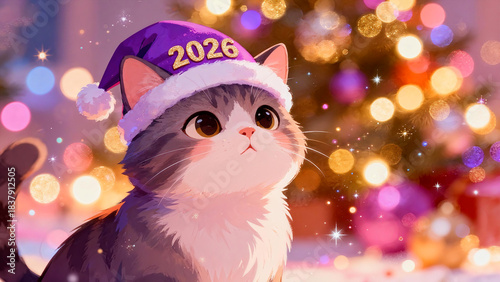 Cat Wearing a 2026 Hat