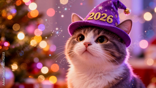 Cat Wearing a 2026 Hat