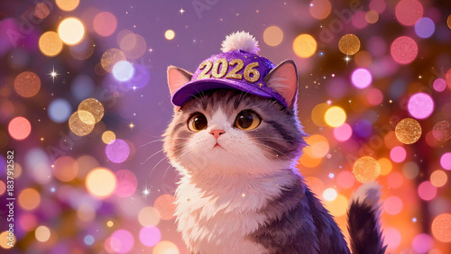 Cat Wearing a 2026 Hat