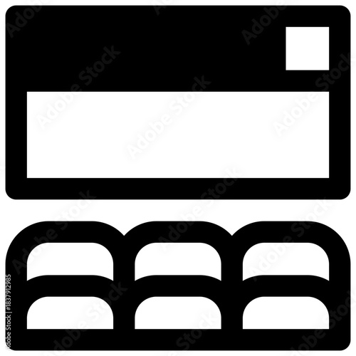 Webinar. Outlined stroke vector icon with black-filled details.