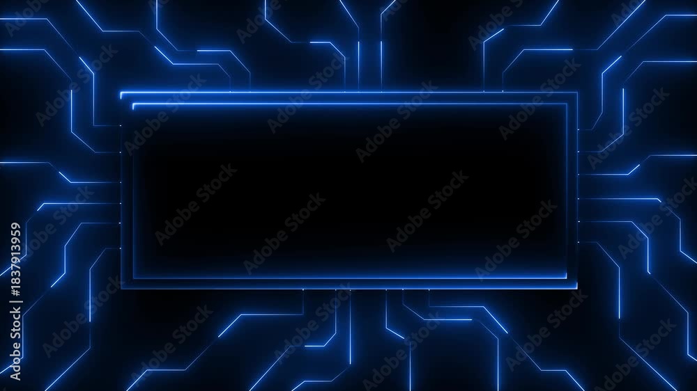 Digital Data moving on Circuit Board and CPU loop backgrounds. Computer ...