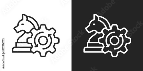 strategic decision Icon In Black And White Line Style