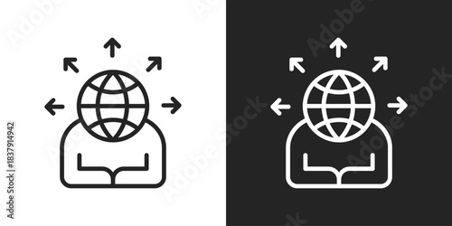 business direction Icon In Black And White Line Style