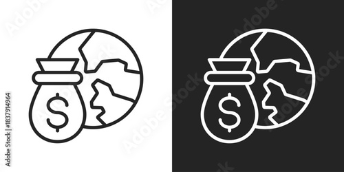 economic Icon In Black And White Line Style