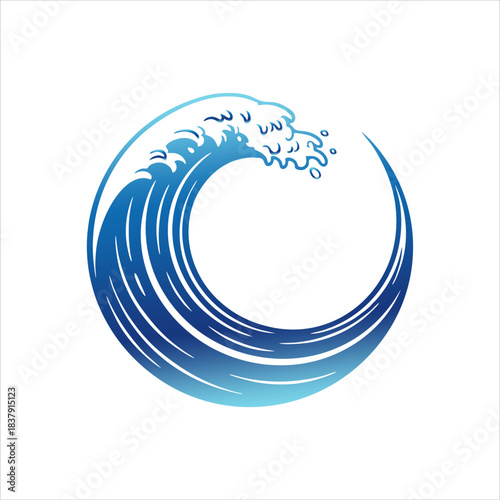 Dynamic Blue Ocean Wave Circle Icon