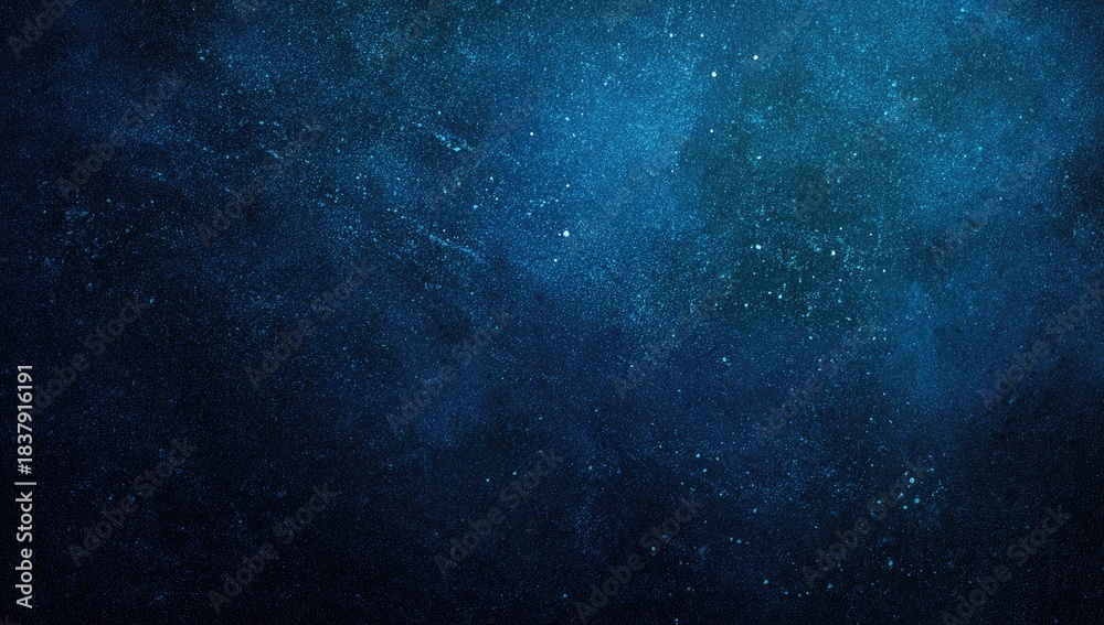 Naklejka premium Moody, abstract blue textured background with subtle grain and scattered light, evoking space