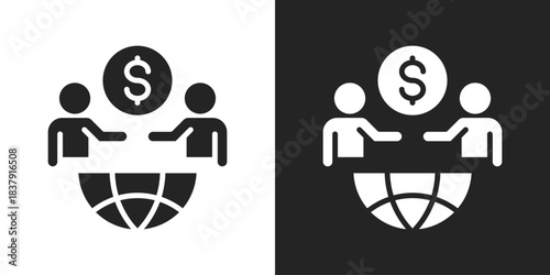 joint venture Icon In Black And White Glyph Style