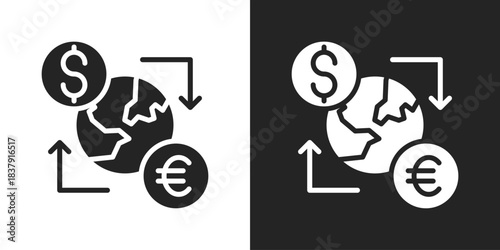 exchange rate Icon In Black And White Glyph Style