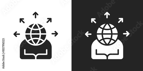 business direction Icon In Black And White Glyph Style