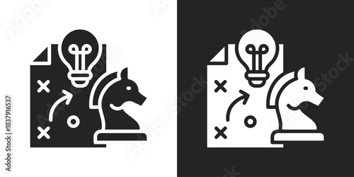 strategic plan Icon In Black And White Glyph Style