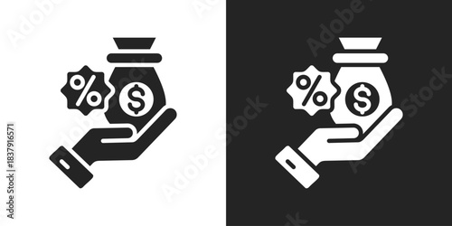 commission Icon In Black And White Glyph Style