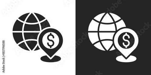 global finance Icon In Black And White Glyph Style
