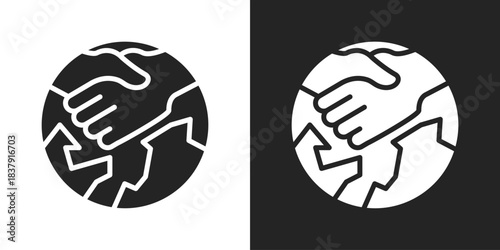 international relations Icon In Black And White Glyph Style
