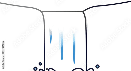 Simple Waterfall Illustration with Flowing Water and Splashes.