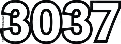 Bold black outlined number 3037 in a rounded stylized sansserif typeface.