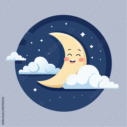 Lune et nuages stylisés symbolisant le sommeil et la détente