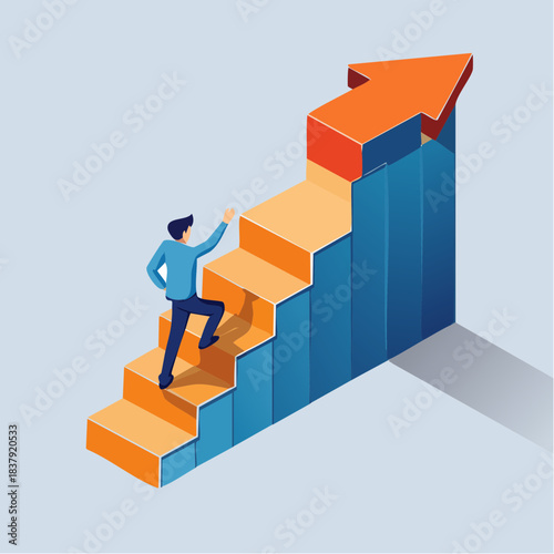 Scène stylisée de progression et accomplissement personnel