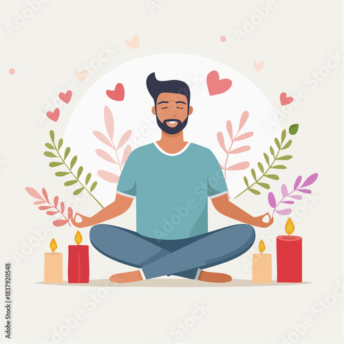 Illustration vectorielle de détente et rituel d’auto-soin apaisant