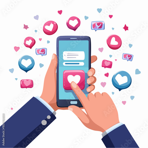 Illustration vectorielle d’un smartphone avec icônes de réseaux sociaux