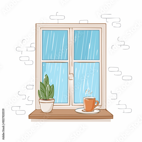 Icône douce de détente à la maison pendant un jour de pluie