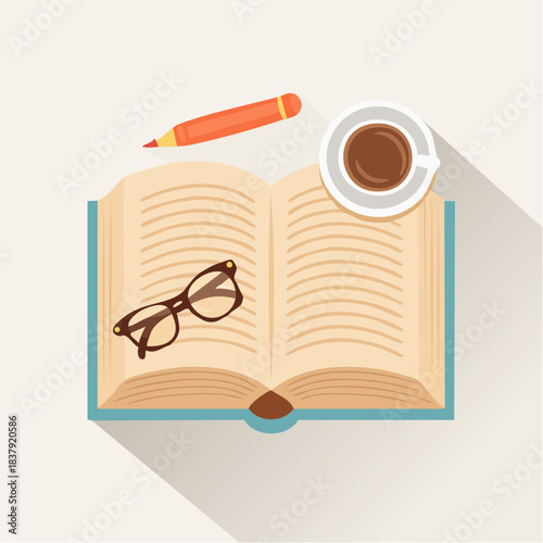 Composition stylisée de lecture tranquille et concentration apaisée