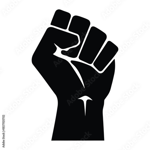 Fist raised in a power and protest silhouette