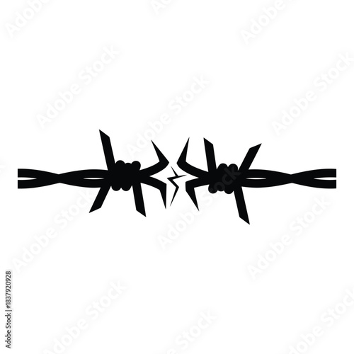 Barbed wire section with sharp broken ends