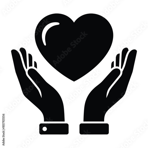 Heart being held by human hands icon