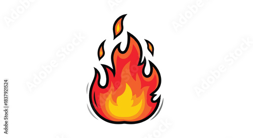 Stylized illustration of a vibrant orange and yellow flame.