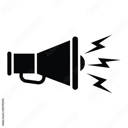 Megaphone with sound wave silhouette icon