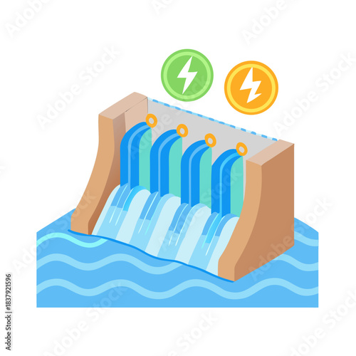 Renewable Hydropower Dam Icon