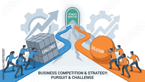 Business team overcoming challenges with solutions for optimized workflow